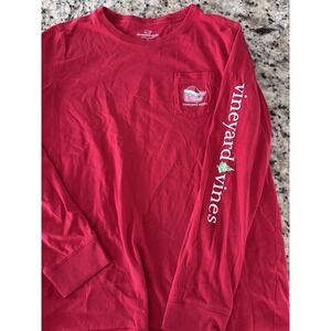 Vineyard Vines Christmas Santa Whale Long Sleeve Golf Pocket Shirt Youth XL (16)